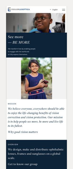 ESSILOR LUXOTTICA website screen capture